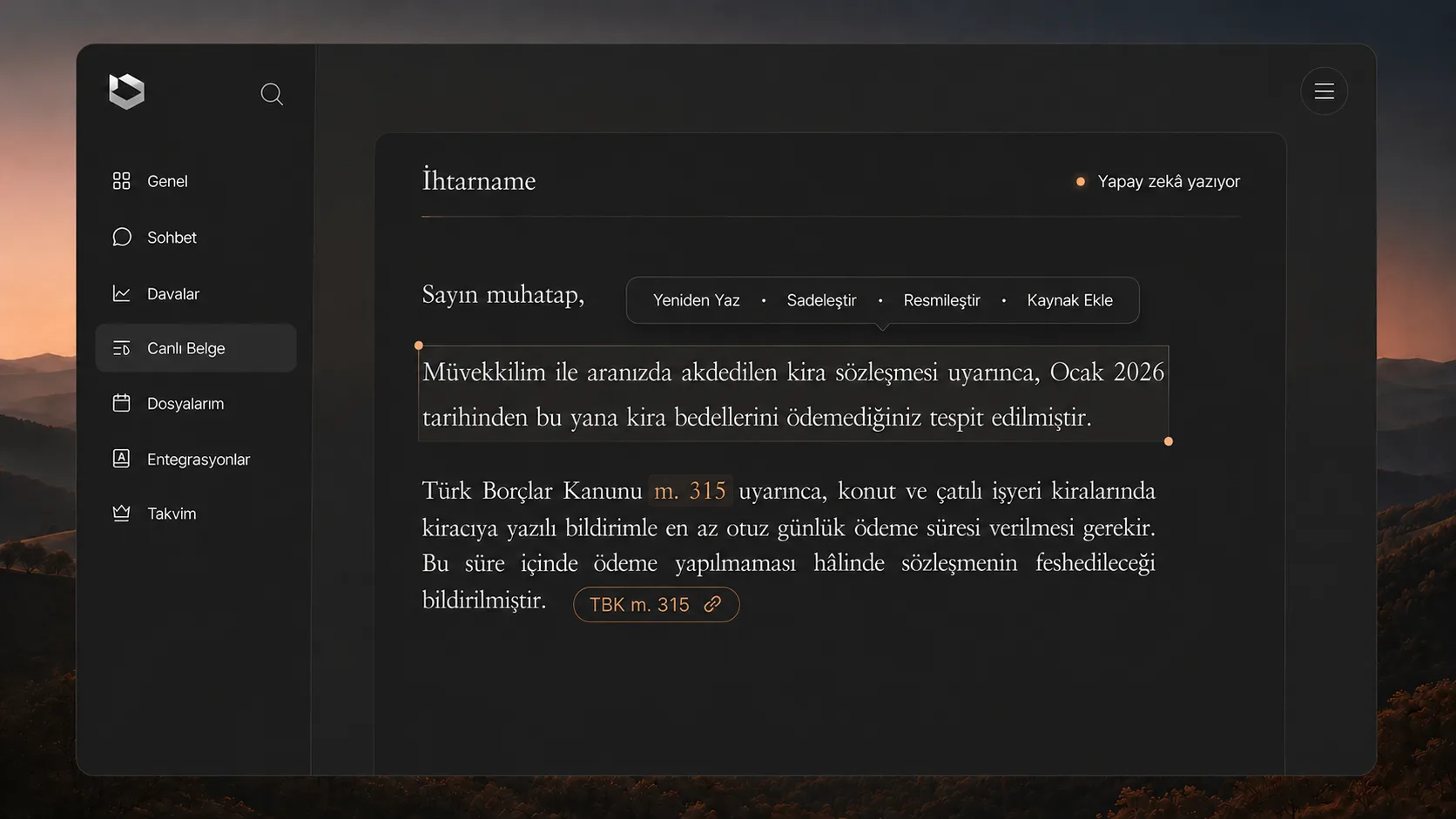 Yeldan Legal live document editor
